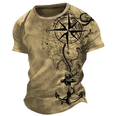 Vintage Compass T-Shirt Men's Summer Casual Streetwear (21 Styles)