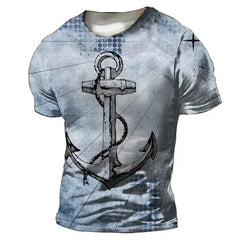 Vintage Compass T-Shirt Men's Summer Casual Streetwear (21 Styles)