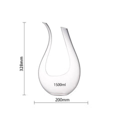Lead-Free Crystal Glass Wine Carafe 1.5L - U-Shape Aerator Decanter