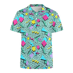 3D Printed Golf Polo Shirts - 80s 90s Streetwear Style