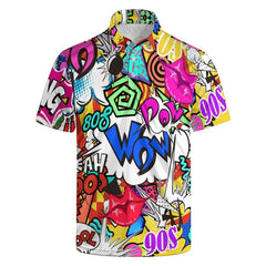 3D Printed Golf Polo Shirts - 80s 90s Streetwear Style