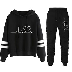 Women's Stripe Hoodie Tracksuit Set | Autumn Winter Sweatshirt Sweatpant Athleisure