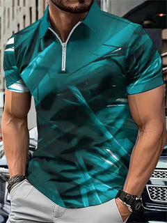 Tie-Dye Gradient Polo Shirt - Men's 3D Printed Short Sleeve Golf Tee