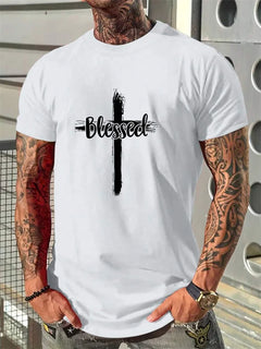 Christian Cross T-Shirt Men's Religious Faith Streetwear