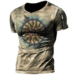 Vintage Compass T-Shirt Men's Summer Casual Streetwear (21 Styles)
