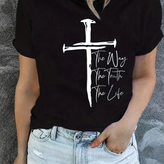 Jesus Way Collection Print T-Shirt - Women's Faith Inspired Casual Top