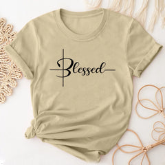 Plus Size Blessed Print T-Shirt - Casual Stretch Top
