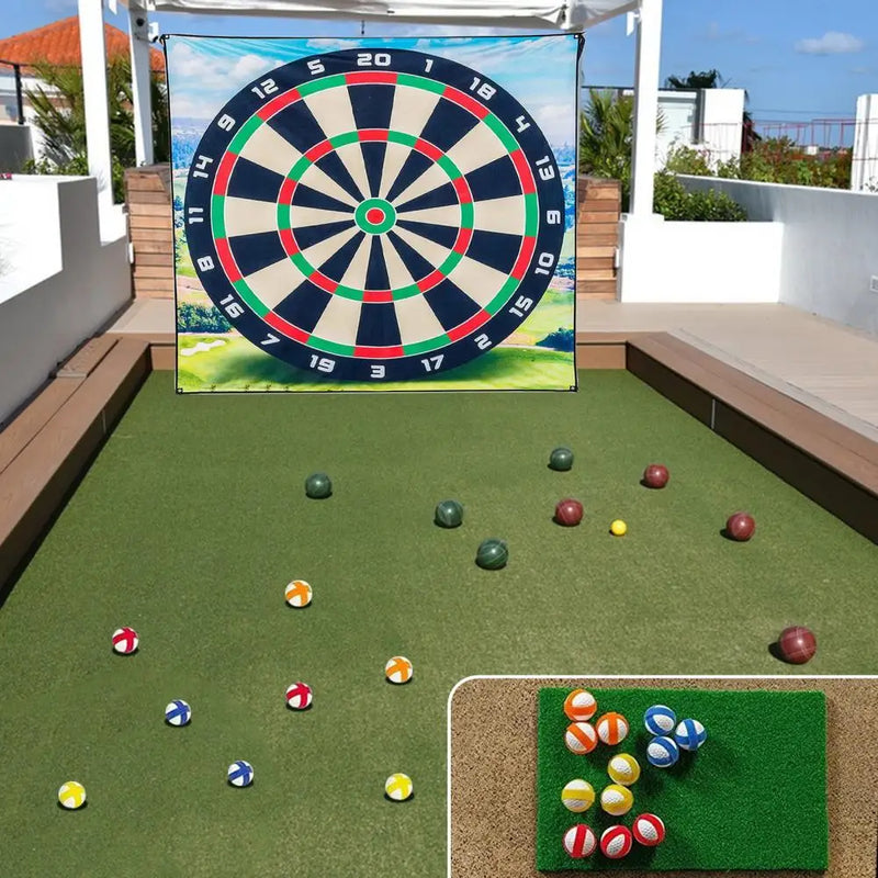 Golf Chipping Practice Mat Set - Indoor Outdoor Training Game with 16 Balls