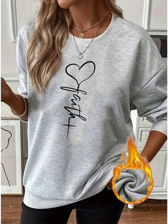 Heart & Cross Pattern Pullover - Cozy Faith Inspired Sweater