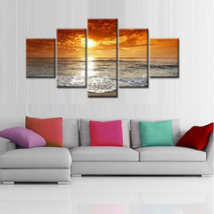 5-Piece HD Printed Sunrise Ocean Canvas Wall Art
