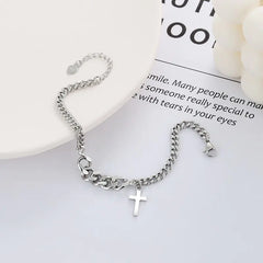 Hip Hop Cross Bracelet with Geometric Twist