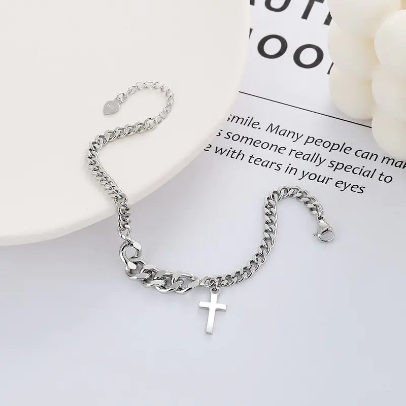 Hip Hop Cross Bracelet with Geometric Twist