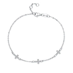 S925 Sterling Silver Cross Bracelet - European Style