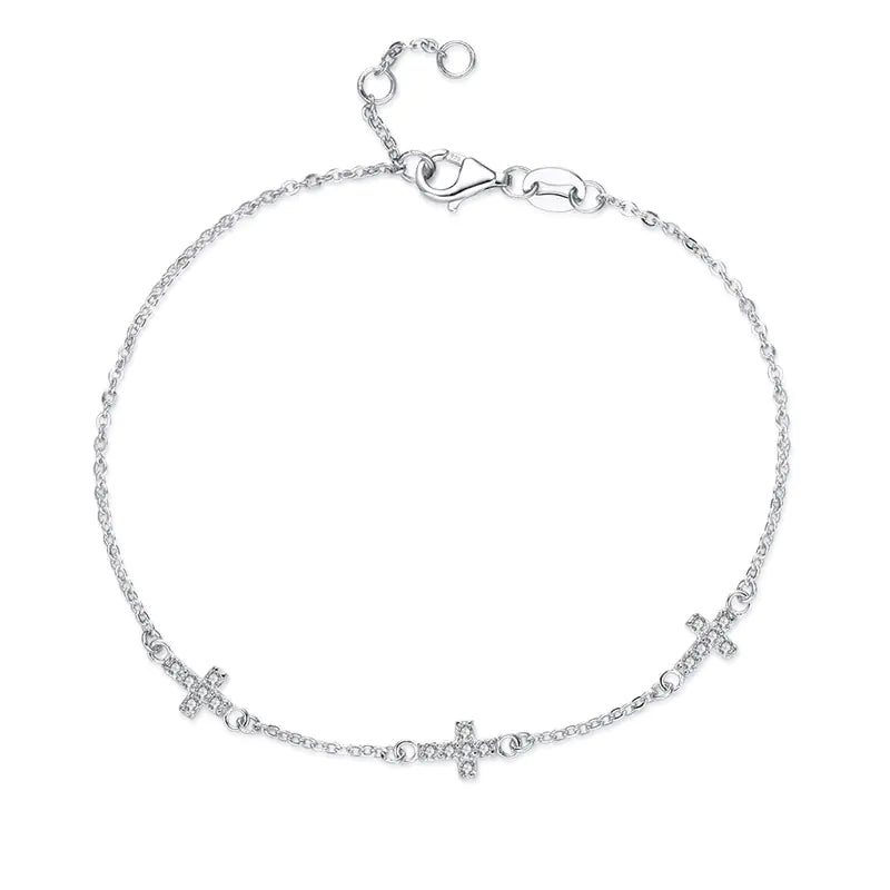 S925 Sterling Silver Cross Bracelet - European Style