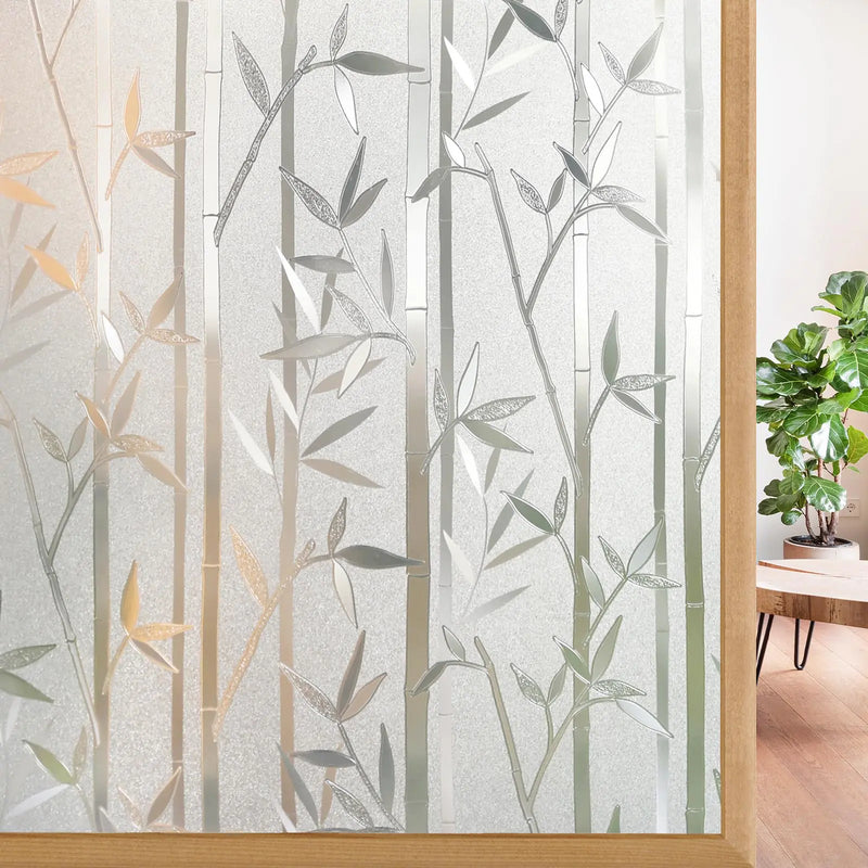 Removable Window Privacy Film Frosted Bamboo Pattern