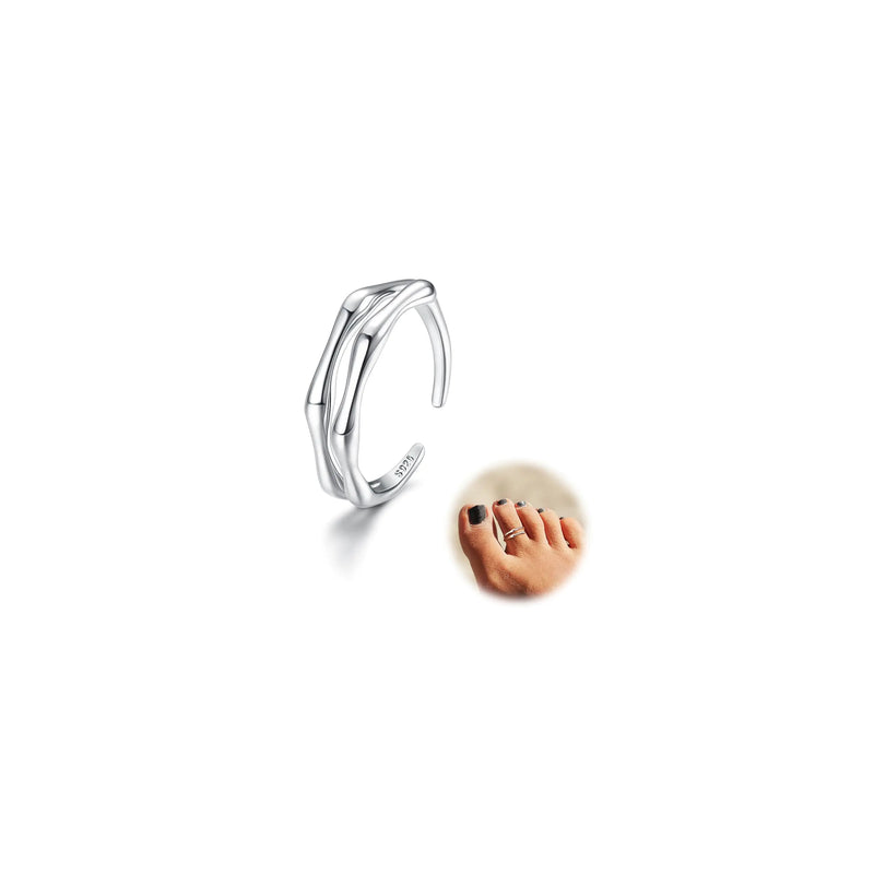 ORAZIO 925 Sterling Silver Adjustable Bamboo Toe Ring