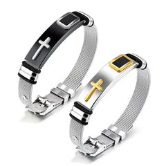 Men's Adjustable 3D Cross Stainless Steel Bracelet