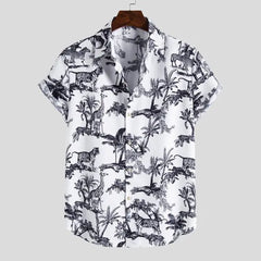 Vintage Hawaiian Shirt - Coconut & Giraffe Print Men's Shirt