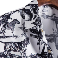 Vintage Hawaiian Shirt - Coconut & Giraffe Print Men's Shirt