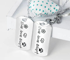 Live Love Adopt Dog Paw Necklace or Keychain - Rescue Pet Jewelry