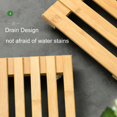 Large Bamboo Plant Pot Tray with Wheels and Thick Base