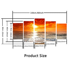 5-Piece HD Printed Sunrise Ocean Canvas Wall Art