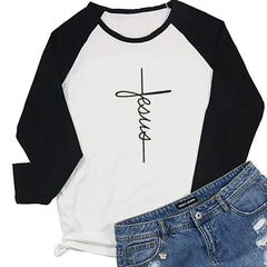 Cross Print Long Sleeve T-Shirt - Women's Faith Apparel