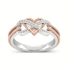 Anchored in Infinity Heart Ring - Dual Color Design