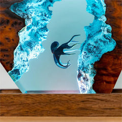 3D Diver Octopus Ocean Handmade Resin Small Night Lamp