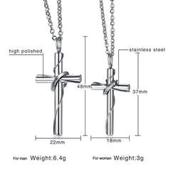Stainless Steel Couple Cross Pendant - Christian Matching Jewelry
