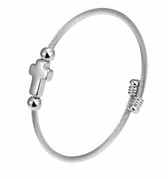 Stainless Steel Cross Bracelet - Adjustable Faith Jewelry