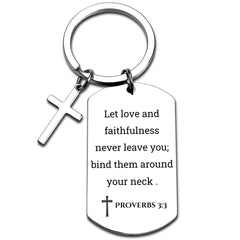 Proverbs 3:3 Scripture Keychain with Cross - Bible Verse Christian Gift