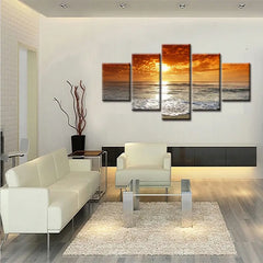 5-Piece HD Printed Sunrise Ocean Canvas Wall Art