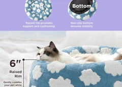 Lesure Beds for Indoor Cats - Soft Cloud & Floral Pet Beds