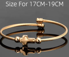 Stainless Steel Cross Bracelet - Adjustable Faith Jewelry