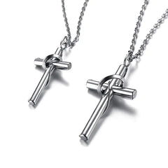 Stainless Steel Couple Cross Pendant - Christian Matching Jewelry